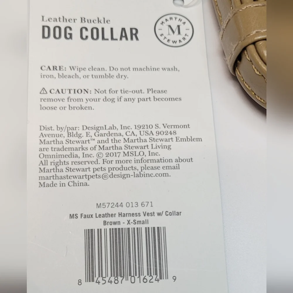 Martha Stewart Faux Leather Buckle Dog Collar X-Small